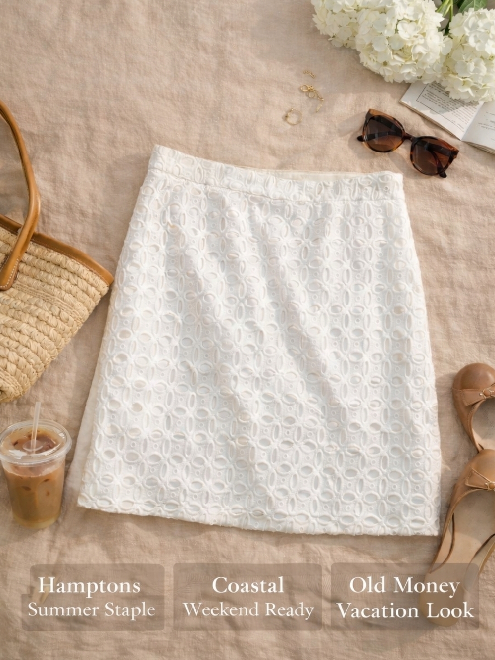 J.Crew White Eyelet Mini Skirt Size 2 Spring Summer Coastal Old Money